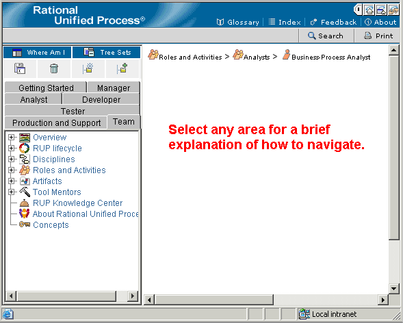 Screenshot of RUP interaface.